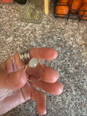 Handmade Gold Wire Ring with White Gemstone